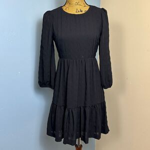 NWT Madewell Sz XS 00 Dress Mini Puff Sleeve Ruffle Fit‎ Flare Goth Whimsigoth